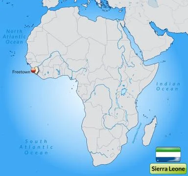 Map of sierra leone with main cities in pastel orange Stock Illustration