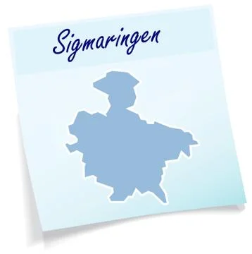 Map of sigmaringen as sticky note Stock Illustration