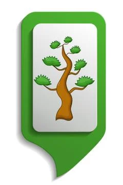 Map sign bonsai tree icon, cartoon style Stock Illustration