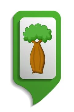 Map sign bottle tree icon, cartoon style Stock Illustration