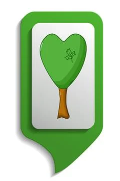 Map sign heard tree icon, cartoon style Stock Illustration