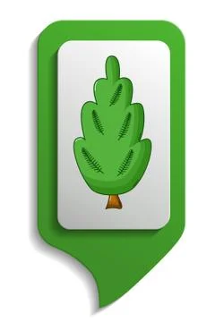 Map sign juniper tree icon, cartoon style Stock Illustration