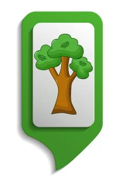Map sign oak tree icon, cartoon style Stock Illustration