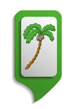 Map sign palm tree icon, cartoon style Stock Illustration