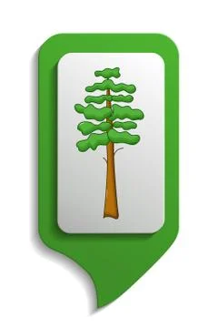 Map sign pine tree icon, cartoon style 스톡 일러스트