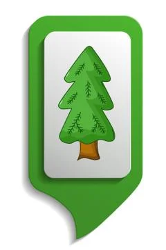 Map sign spruce tree icon, cartoon style Stock Illustration