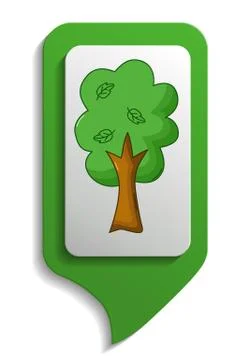 Map sign tree icon, cartoon style Stock Illustration