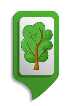 Map sign tree icon, cartoon style Stock Illustration