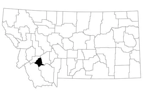 Map of silver bow County in Montana state on white background. single Count.. Stock Illustration