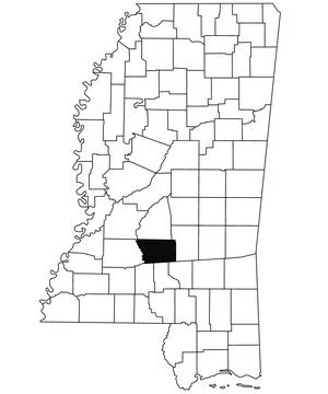 Map of Simpson County in Mississippi state on white background. single Coun.. Stock Illustration