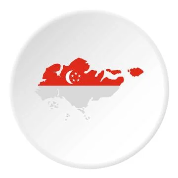 Map of Singapore icon, flat style Stock Illustration