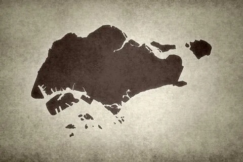 Map of Singapore printed on a paper Stock Illustration