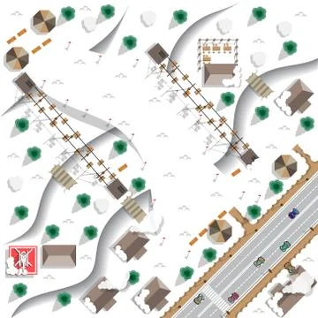 Map of the ski resort. Stock Illustration