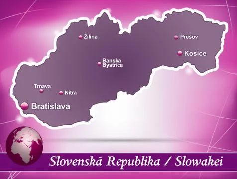 Map of slovakia with abstract background in violet Stock Illustration