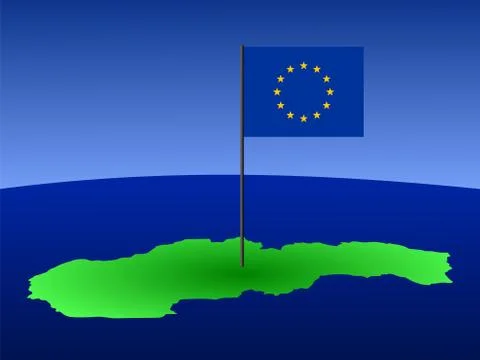 Map of slovakia and eu flag Stock Illustration