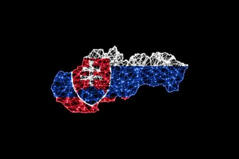 Map of Slovakia, Polygonal mesh line map Stock Illustration
