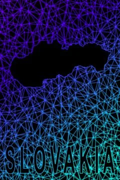Map of Slovakia, Polygonal mesh line map Stock Illustration