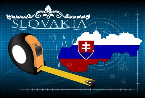 Map of Slovakia with ruler, vector. Stock Illustration