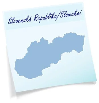 Map of slovakia as sticky note Stock Illustration