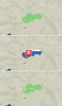 The map of Slovakia with text, textless, and with flag Stock Illustration