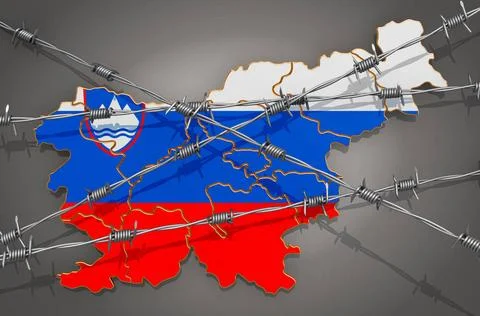Map of Slovenia with barbed wire, 3D rendering Map of Slovenia with barbed... Stock Photos