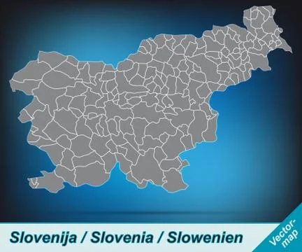 Map of slovenia with borders in bright gray Stock Illustration