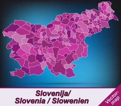 Map of slovenia with borders in violet Stock Illustration