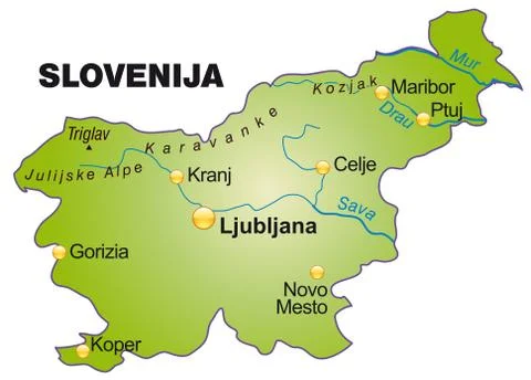 Map of slovenia as an overview map in green Stock Illustration