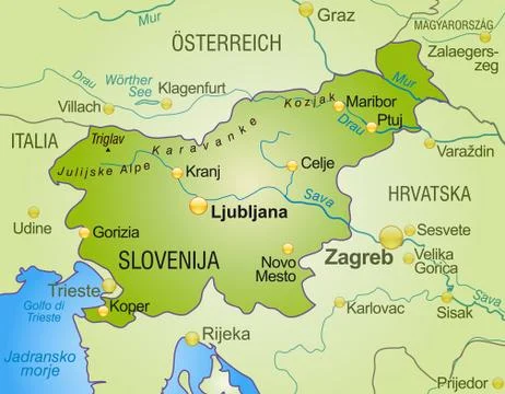 Map of slovenia as an overview map in green Stock Illustration