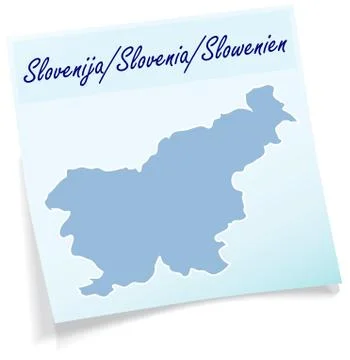Map of slovenia as sticky note Illustrazione stock