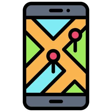 Map on smartphone icon, location map and navigation vector Stock Illustration