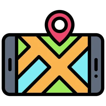 Map on smartphone icon, location map and navigation vector Stock Illustration