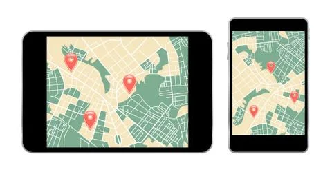 Map on smartphone Stock Illustration