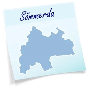Map of soemmerda as sticky note 스톡 일러스트