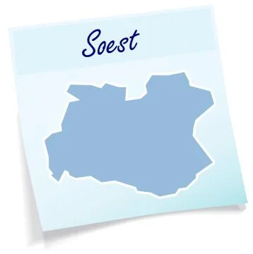 Map of soest as sticky note Stock Illustration