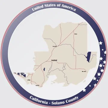 Map of Solano County in California Stock Illustration