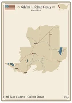Map of Solano County in California Stock Illustration