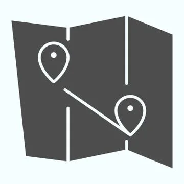 Map solid icon. Atlas with two pointers vector illustration isolated on white Stock Illustration