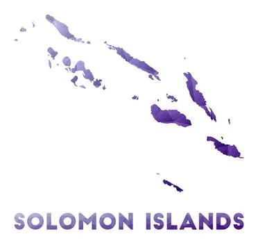 Map of Solomon Islands. Low poly illustration of the country. Purple geomet.. Stock-Illustration
