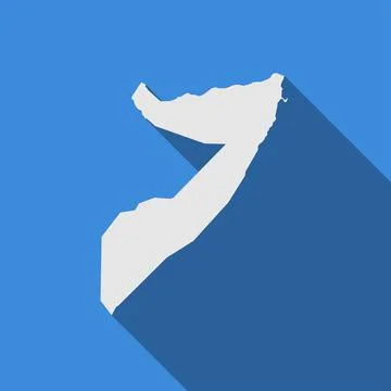 Map of Somalia on Blue Background with long shadow Stock Illustration