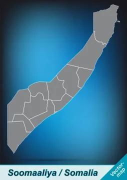 Map of somalia with borders in bright gray Stock Illustration