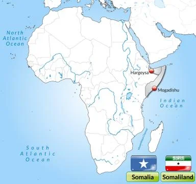 Map of somalia with main cities in gray Stock Illustration