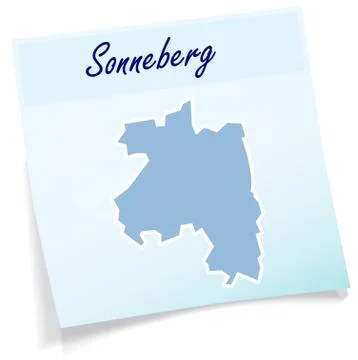 Map of sonneberg as sticky note Stock Illustration