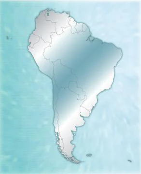 Map of south america as an overview map in blue Illustrazione stock