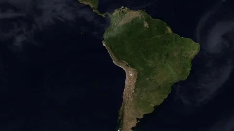 Map of South America Seasons Changing Time-lapse Stock Footage