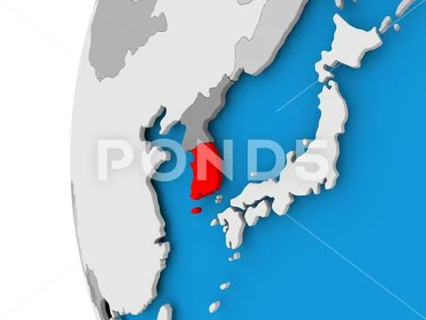 Photograph: Map of South Korea on political globe #80174677