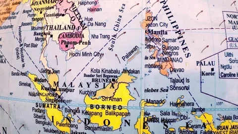 Map of Southeast Asian Countries Video stock 332892708