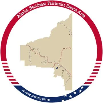 Map of Southeast Fairbanks Census Area in Alaska, USA. Stock Illustration