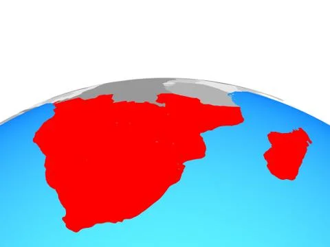 Map of Southern Africa on globe Stock Illustration