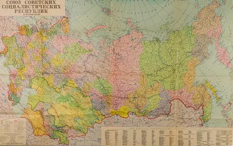 Map of the Soviet Union during the Era of Dictatorship Stock Photos